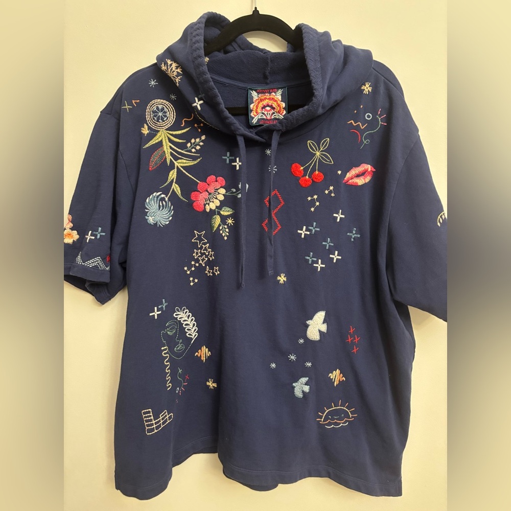 Johnny Was Embroidered Navy Hoodie xxl